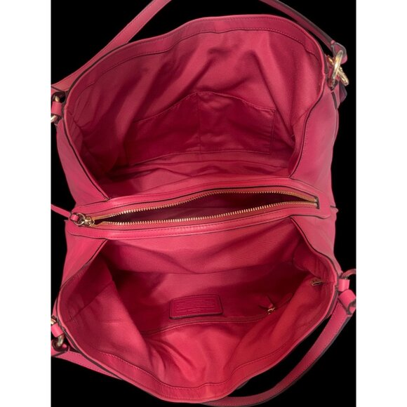 Coach Carlyle Madison Hobo F37637 Hot Pink Leather Brass Turnlock Shoulder Bag - Picture 7 of 10